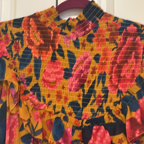 FARM Rio Floral Ruffle Blouse - Pink and Yellow - Picture 2 of 5